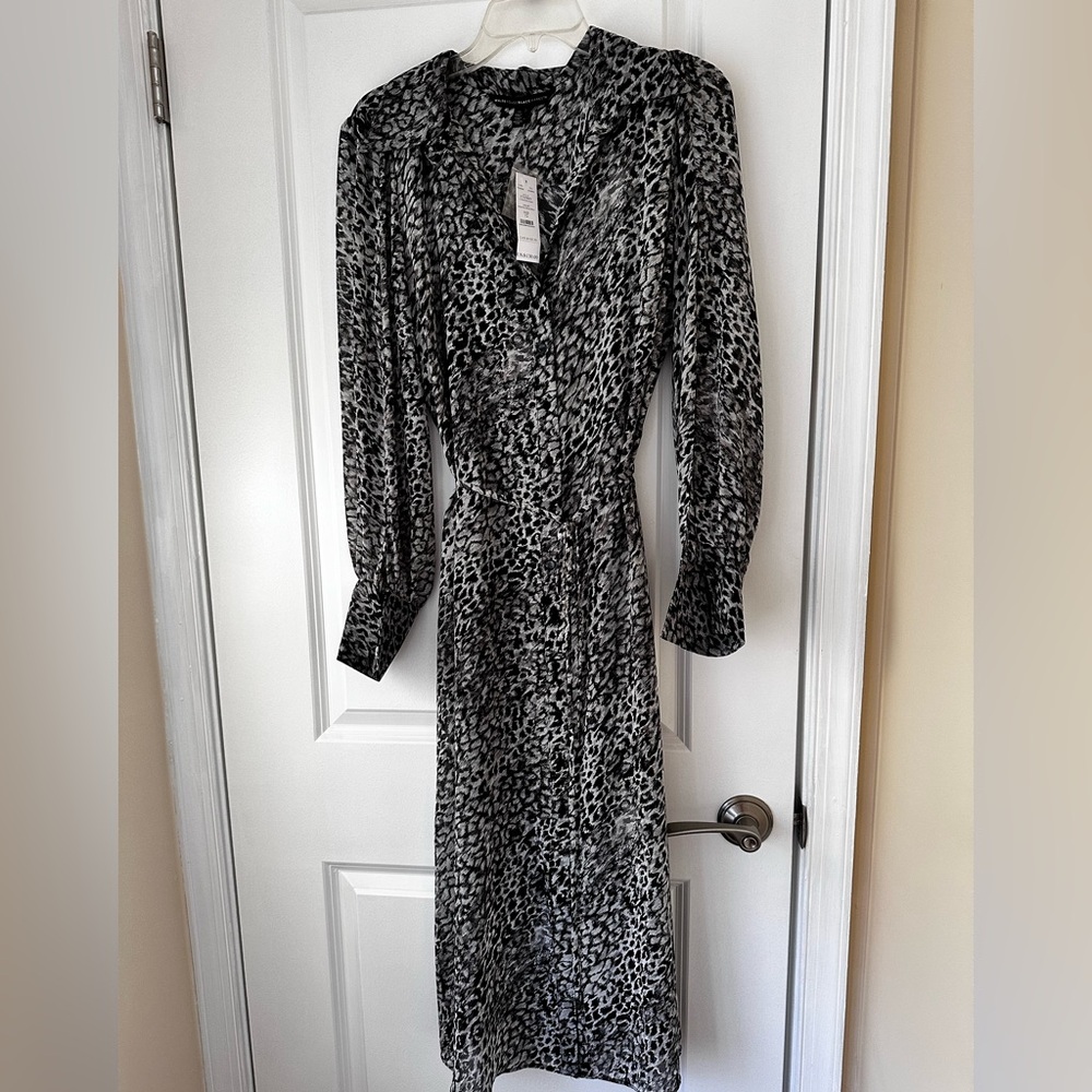 NWT - White House Black Market - Sheer Midi Shirt Dress Size 12